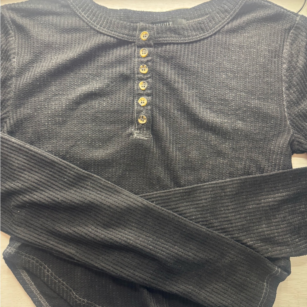Forever 21 Black Textured Knit Top